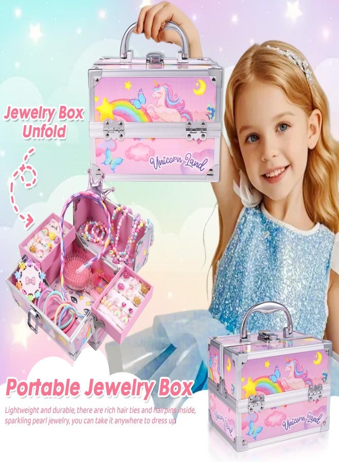 PinkSheep Unicorn Kids Jewelry for Girls: Toddler Princess Dress Up Unicorn Toy Set, Ring Necklace Bracelace Earing Clip for Little Girls, for Kids Toddler Jewelry Age 3-8 - Image 2