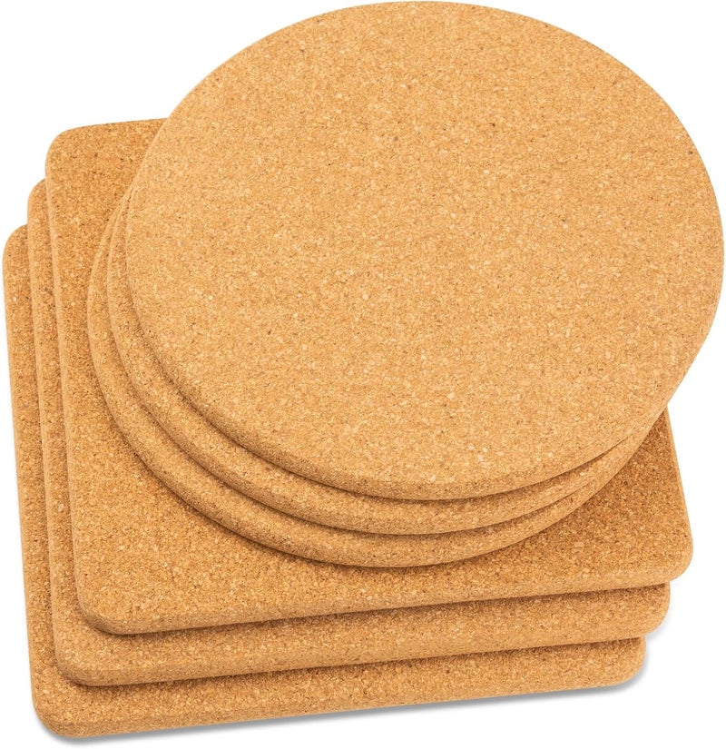 Cazzon Cork Trivets for Hot Dishes, Pots and Pans, Pot Holders for Kitchen, 8 Inches 6 Pack Hot Pads, Thick Heat Resistant Mats Protect Countertop, Coaster Trivet Home Essentials, Rustic Farmhouse Decor - Image 1