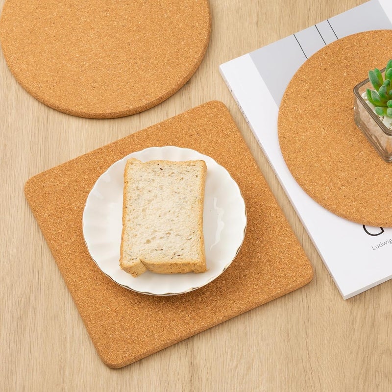 Cazzon Cork Trivets for Hot Dishes, Pots and Pans, Pot Holders for Kitchen, 8 Inches 6 Pack Hot Pads, Thick Heat Resistant Mats Protect Countertop, Coaster Trivet Home Essentials, Rustic Farmhouse Decor - Image 5