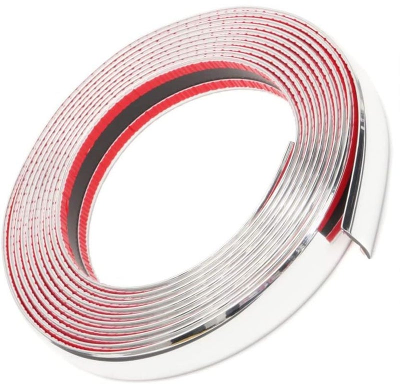 CARIZO Chrome Silver Strip | Beading Roll | Door Edge Guard Protector | Window | Bumper Edge Lip Guard | Interior Exterior Decor (10 mm x 5 Meter) Compatible with All Cars - Image 1