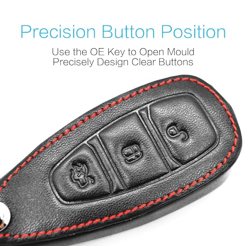 MECHCOS Compatible with Ford Fiesta C-Max Mondeo Focus 3 MK3 ST Kuga Escape Ecosport Titanium B-Max Grand S-Max Galaxy 5 Buttons Leather Keyless Entry Remote Control Smart Key Fob Cover Case Protector - Image 2