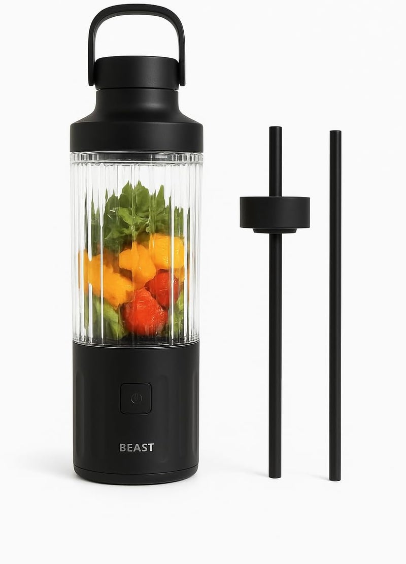 Beast GO Cordless, Premium Portable Blender for Shakes & Smoothies, 22oz Blending Vessel, Blends Ice & Frozen Fruit, Rechargeable USB-C Battery, Drinking Lid and Straw System (Carbon Black) - Image 1