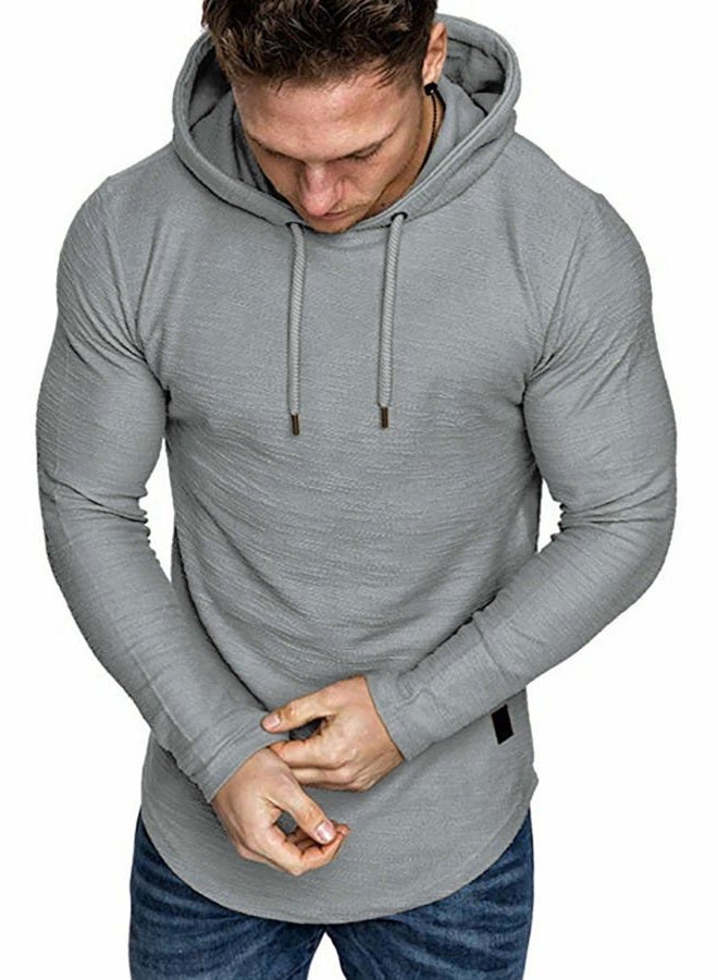 Lexiart Mens Fashion Athletic Hoodies Sport Sweatshirt Solid Color Fleece Pullover, Light Grey, L - Image 2