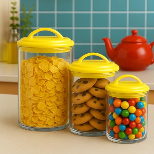 Reston Lloyd Food Storage Containers, BPA Free Airtight Canisters for Cereal, Pasta, Sugar, Coffee, Flour, Cookies, Loose Tea, for Kitchen Organization Set of 3 Lemon by Reston Lloyd - Image 4