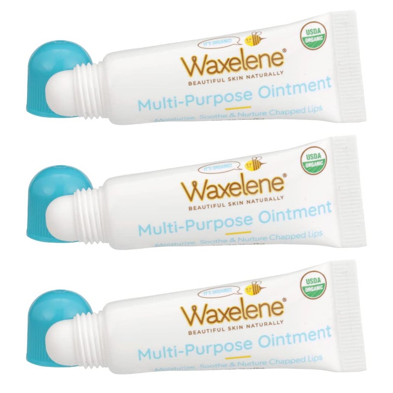 Waxelene Original Lip Tube 3 Piece, Best Lip Balm Ever Organic Calming Multipurpose Ointment Baby Eczema Dry Sensitive Skin Body Hand Face Moisturizer - Image 1