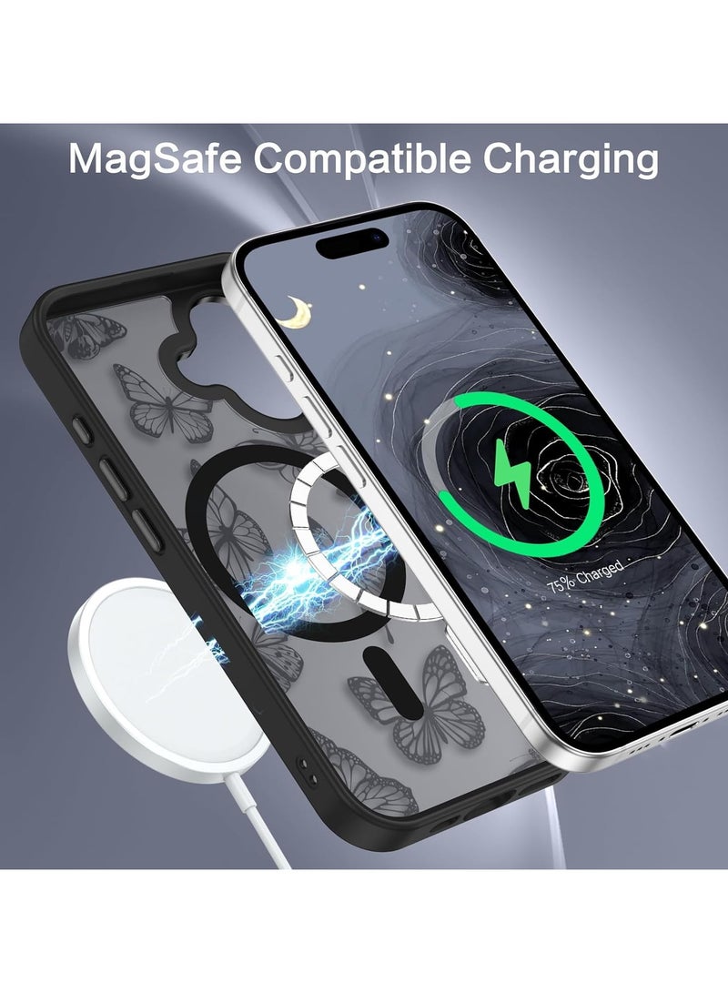 عام حافظة لجهاز iPhone 16 Plus بنمط فراشة لطيف، حافظة مغناطيسية لجهاز iPhone 16 Plus 【متوافقة مع MagSafe】، حافظة شفافة ومطفيّة فائقة النحافة للسيدات والفتيات لجهاز iPhone 16 Plus بحجم 6.7 بوصة. - Image 2