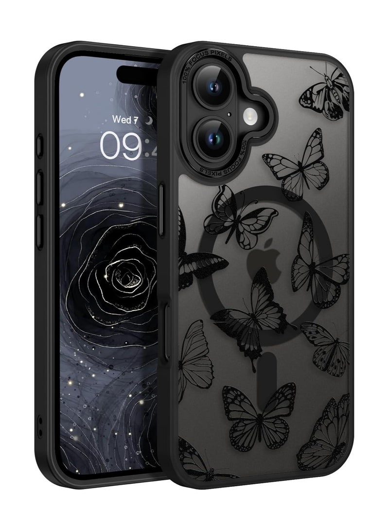 عام حافظة لجهاز iPhone 16 Plus بنمط فراشة لطيف، حافظة مغناطيسية لجهاز iPhone 16 Plus 【متوافقة مع MagSafe】، حافظة شفافة ومطفيّة فائقة النحافة للسيدات والفتيات لجهاز iPhone 16 Plus بحجم 6.7 بوصة. - Image 1