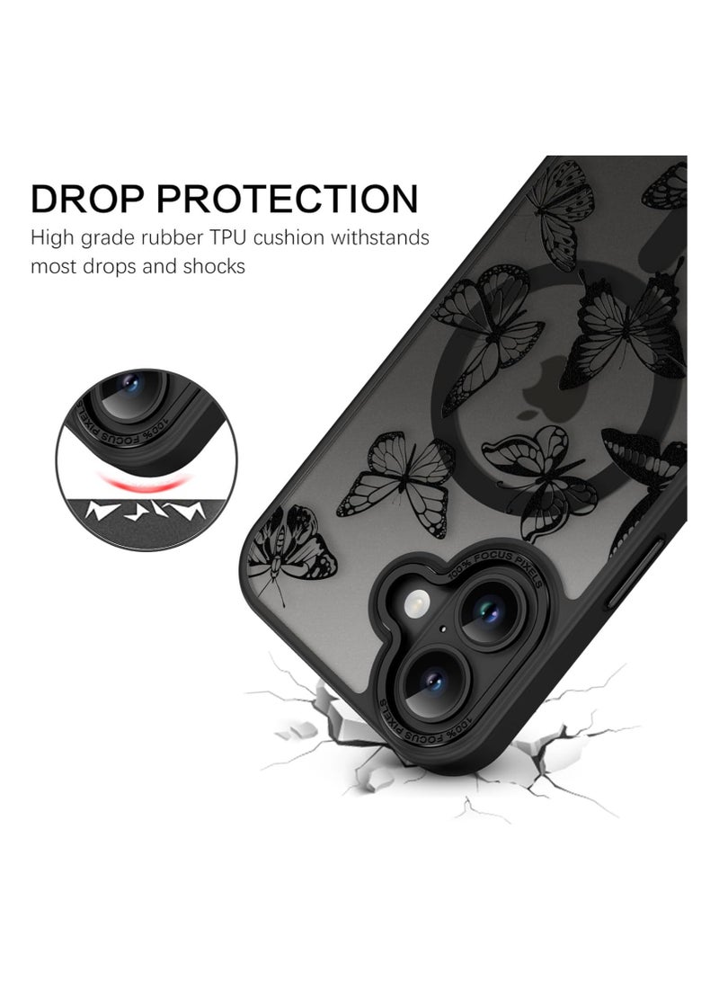 عام حافظة لجهاز iPhone 16 Plus بنمط فراشة لطيف، حافظة مغناطيسية لجهاز iPhone 16 Plus 【متوافقة مع MagSafe】، حافظة شفافة ومطفيّة فائقة النحافة للسيدات والفتيات لجهاز iPhone 16 Plus بحجم 6.7 بوصة. - Image 4