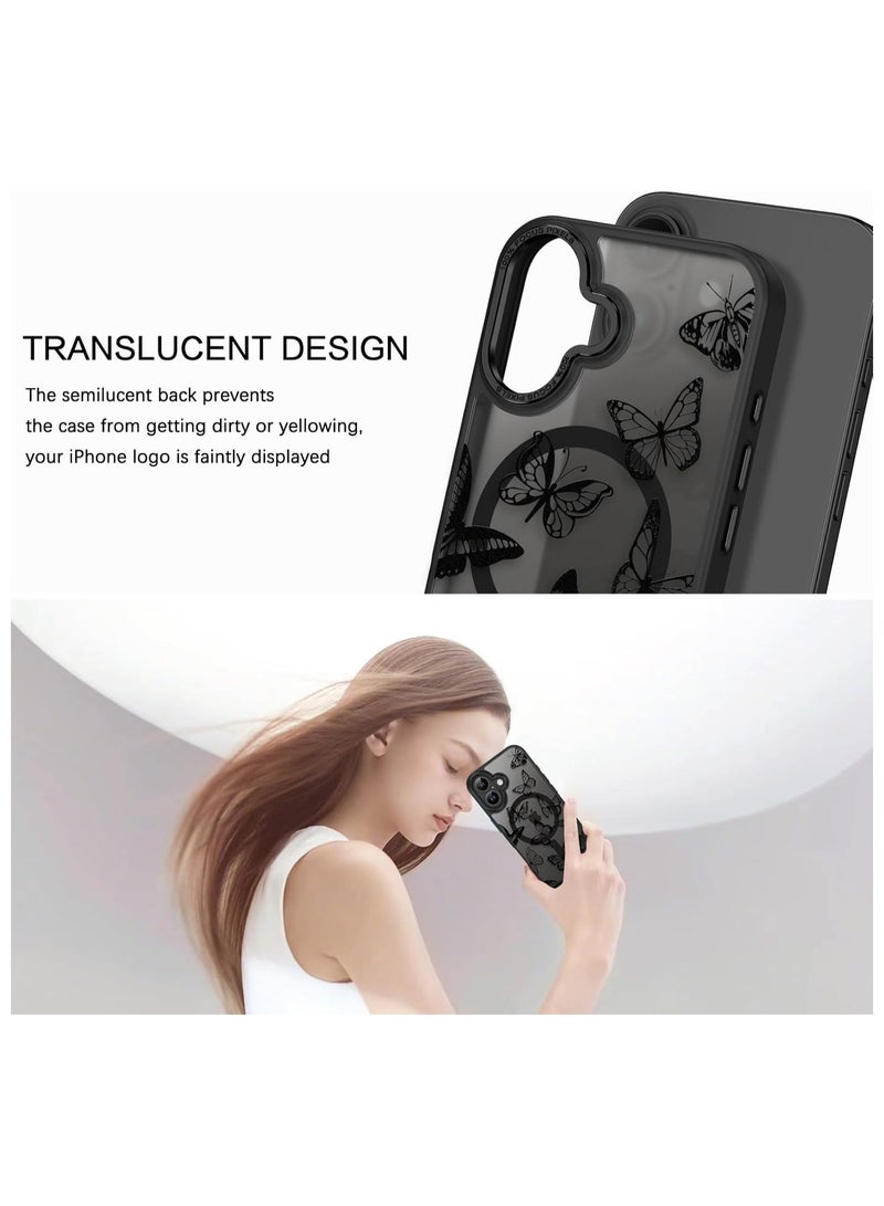 عام حافظة لجهاز iPhone 16 Plus بنمط فراشة لطيف، حافظة مغناطيسية لجهاز iPhone 16 Plus 【متوافقة مع MagSafe】، حافظة شفافة ومطفيّة فائقة النحافة للسيدات والفتيات لجهاز iPhone 16 Plus بحجم 6.7 بوصة. - Image 3