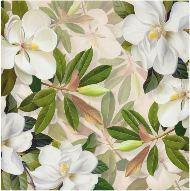 susiyo White Magnolia Flowers Cloth Napkins Dinner Napkin Set of 6 for Kitchen Parties Weddings Cocktail Christmas Halloween Thanksgiving Festivals - Image 2