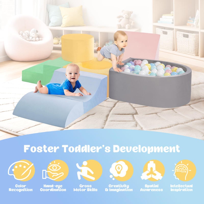 CAMELUS Climbing Toys for 1 Year Old, Foam Baby Climbing Blocks with Ball Pit for Toddlers, 6-Piece Soft Play Set, Indoor Climb Crawl Activity Play, Birthday (Balls not Included) - Image 2