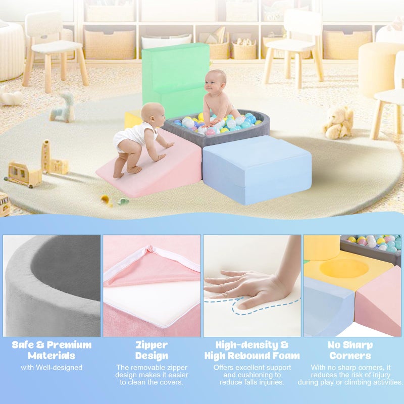 CAMELUS Climbing Toys for 1 Year Old, Foam Baby Climbing Blocks with Ball Pit for Toddlers, 6-Piece Soft Play Set, Indoor Climb Crawl Activity Play, Birthday (Balls not Included) - Image 5