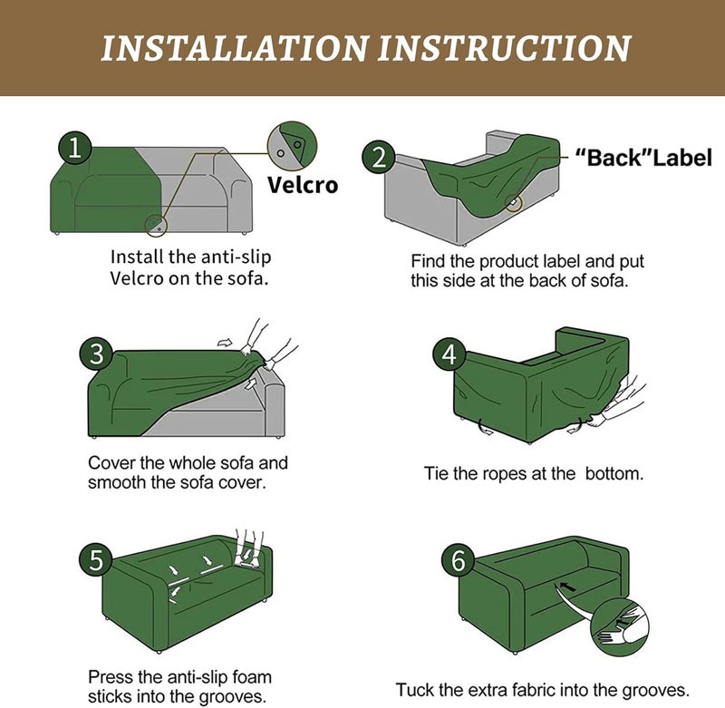 INFOSUN Stretch Sofa Slipcover, Elastic Fabric Fashion Printed Waterproof Armchair Loveseat Couch Living Room Sofa Covers Pet Protector Mat Cushion Cover with 1 Pillowcase(Beige, 4 seater,92" - 118") - Image 5