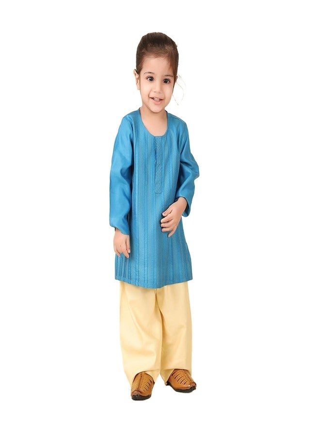 Fabindia Blue Viscose Blend Kurta Set - Image 1