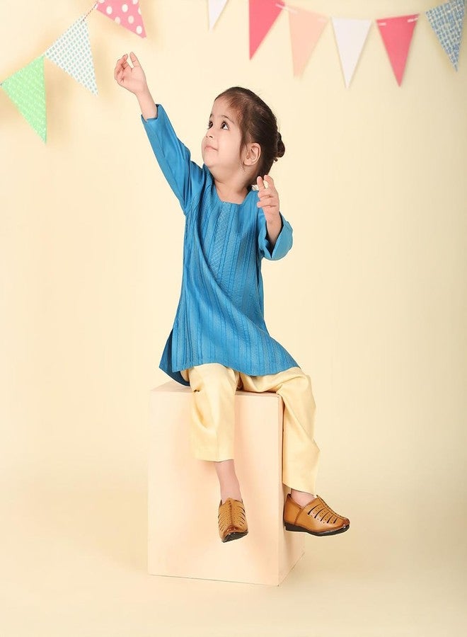 Fabindia Blue Viscose Blend Kurta Set - Image 5