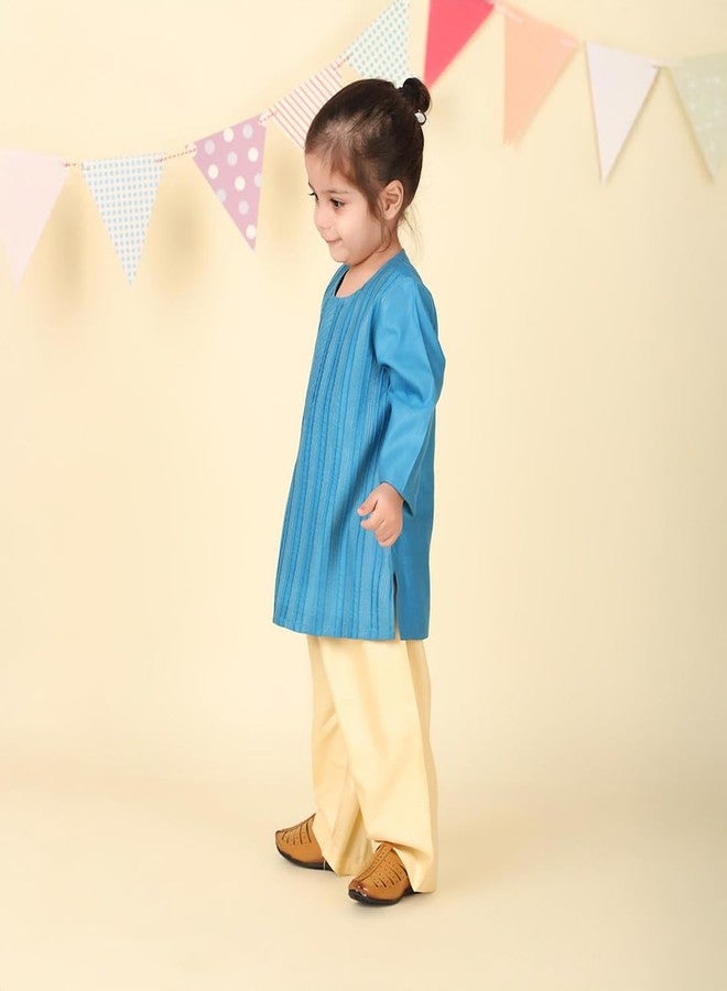 Fabindia Blue Viscose Blend Kurta Set - Image 2