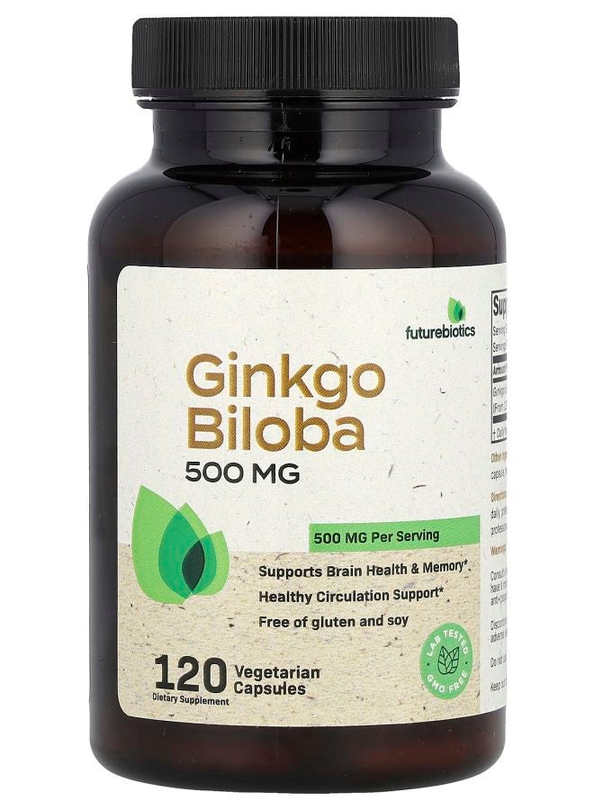 Futurebiotics Ginkgo Biloba 500 mg 120 Vegetarian Capsules (250 mg per Capsule)