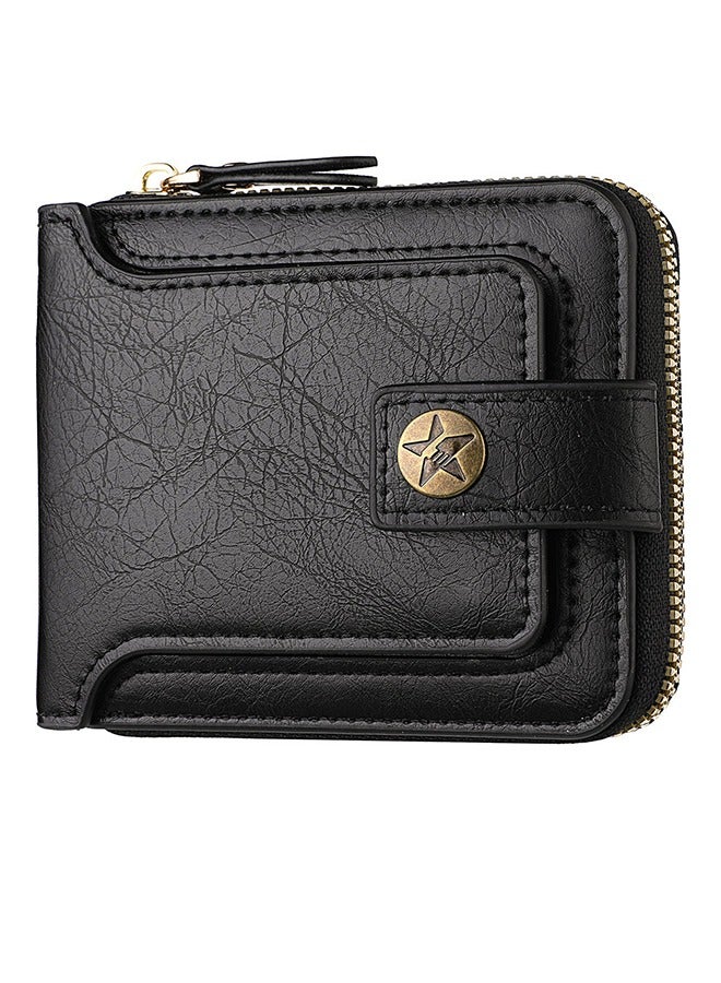 Men's Ultra-Thin Bifold Wallet - Vintage Leather Card Holder With Snap Coin Pocket And Multi-Function Organizer Multi-Function Card Holder Buckle Coin Purse Men  - Image 1