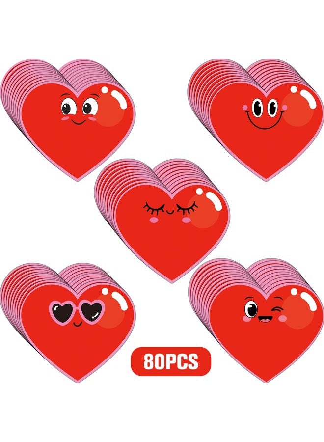 Eersida 80 Pcs Colorful Heart Cut Outs Cutouts Red Heart Shapes Paper Bulletin Board for Valentine's Day Crafts Preschool Classroom Decorations Teacher Supplies Classroom Cutouts - Image 1