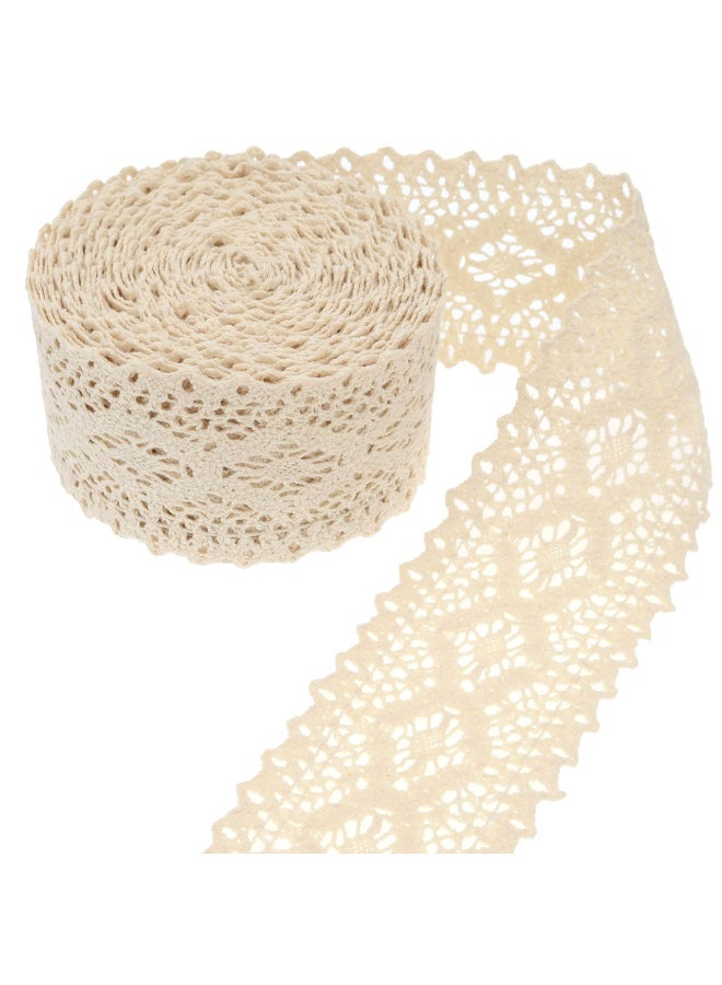 HZYH Lace Trim Cotton, Lace Trim Eyelet, Lace Ribbon Crochet Sewing, Lace for Junk Journal Supplies Crafts Supply(Beige) - Image 1
