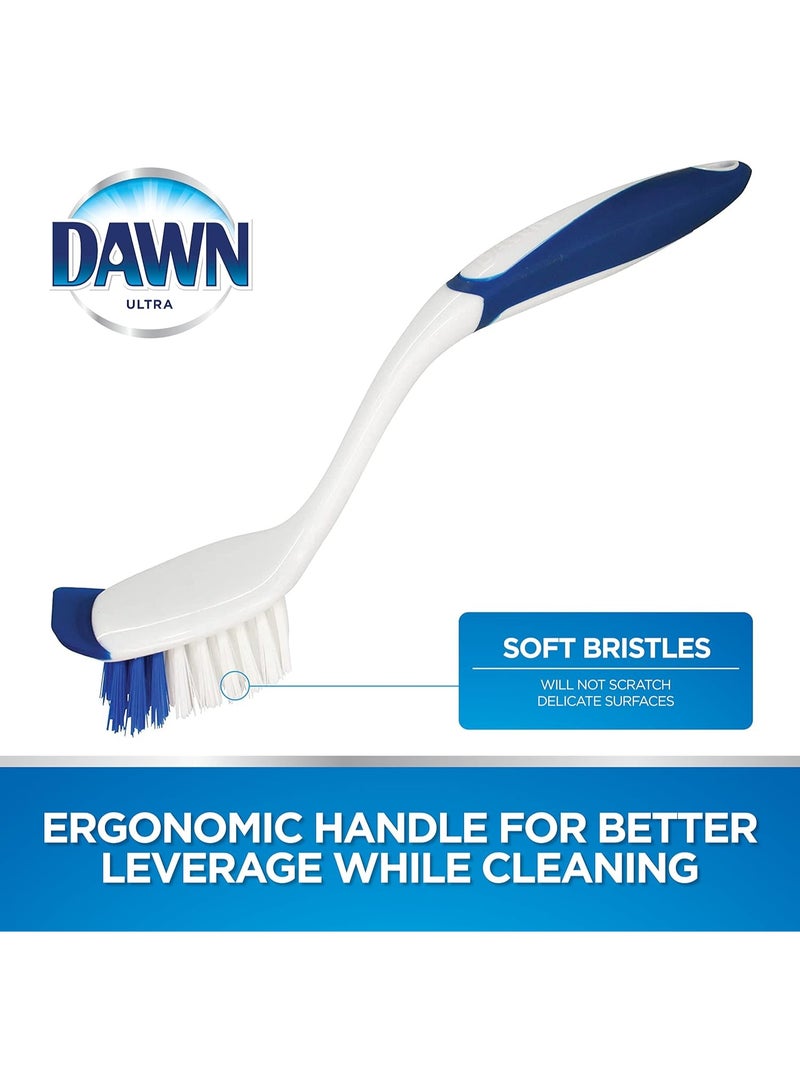 Dawn Dish Brush with Soft Nylon Bristles and Scraper, Blue/White - Image 2