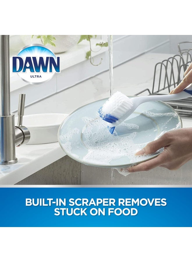 Dawn Dish Brush with Soft Nylon Bristles and Scraper, Blue/White - Image 3