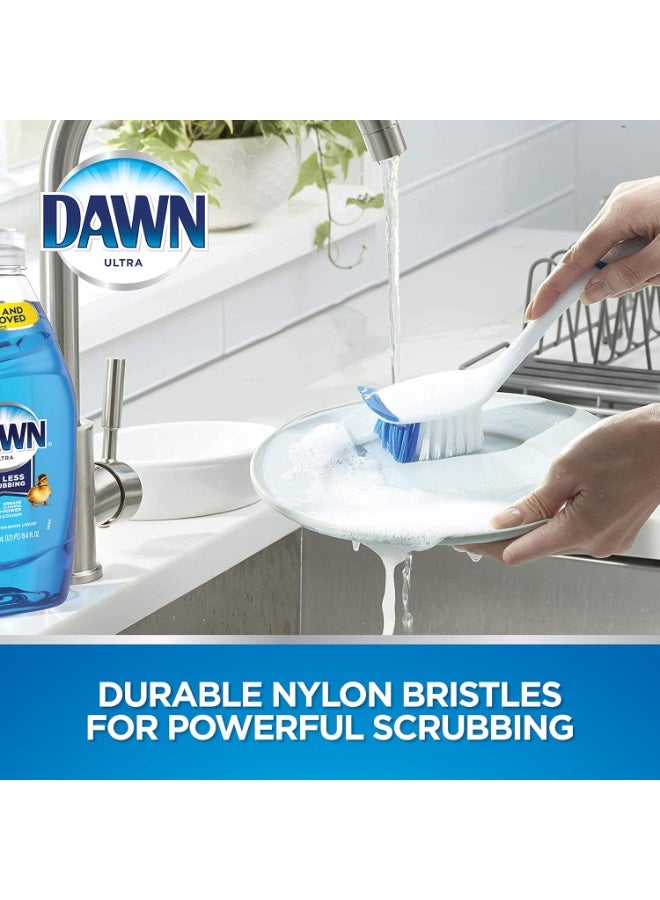 Dawn Dish Brush with Soft Nylon Bristles and Scraper, Blue/White - Image 4