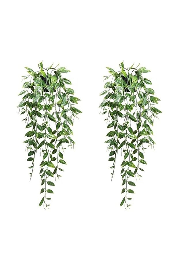 erorex - Ss008 7 Hanging Artificial Plant Pea Pod Vines 2 Pcs Decorative Plants Suitable For Hanging On Shelves Cabinets Walls Decor Without Flowerpot 95Cm 37 Inch - Image 1