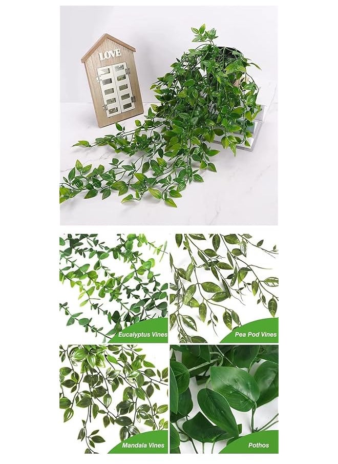 erorex - Ss008 7 Hanging Artificial Plant Pea Pod Vines 2 Pcs Decorative Plants Suitable For Hanging On Shelves Cabinets Walls Decor Without Flowerpot 95Cm 37 Inch - Image 1
