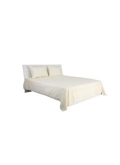 Hotel Linen Klub King Bed Sheet 3Pcs Set 100 Percent Cotton 250Tc Sateen Solid Dyed Size: 260X280Cm + 2Pc Pillowcase 50X75Cm Cream  - Image 4