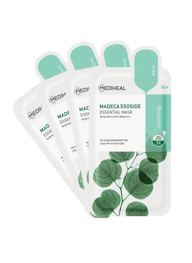 MEDIHEAL Best Korean Sheet Mask Madecassoside Essential Face Mask 4 Sheets For Sensitive Blemish Prone All Skin Types Hydrating Moisturizing Calming Soothing  - Image 1