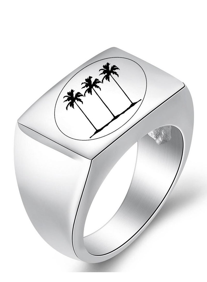 Loquat Stainless Steel Solid Polished Signet Ring