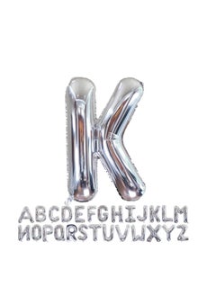 Party with Emma Silver Letter A to Z Balloons 32 inch Large Alphabet Balloons Silver Helium Foil Letter Balloon Banner for Birthday Party Anniversary Wedding Decoration (Silver-K)  - Image 1