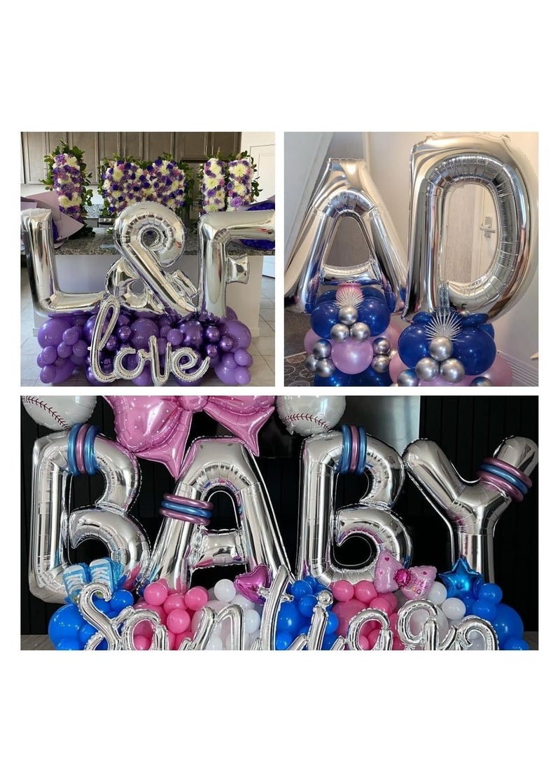 Party with Emma Silver Letter A to Z Balloons 32 inch Large Alphabet Balloons Silver Helium Foil Letter Balloon Banner for Birthday Party Anniversary Wedding Decoration (Silver-K)  - Image 5