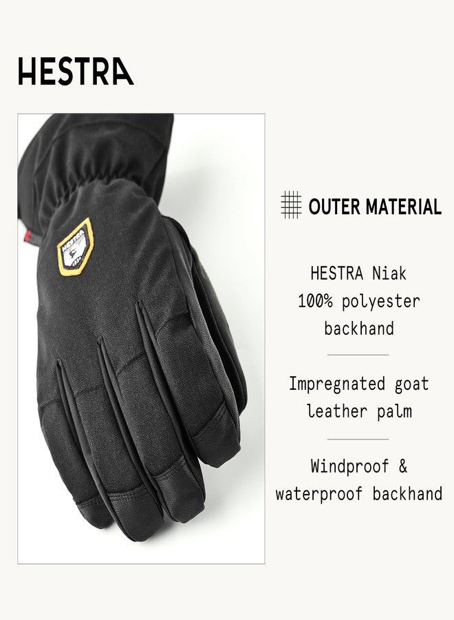 Hestra Unisex CZone Mountain 5-Finger Glove, Waterproof, Windproof Leather Alpine Ski Glove for Men & Women - Black - 8 - Image 3