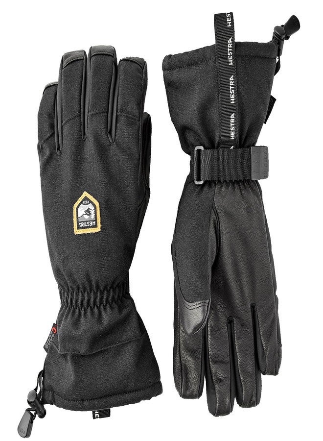 Hestra Unisex CZone Mountain 5-Finger Glove, Waterproof, Windproof Leather Alpine Ski Glove for Men & Women - Black - 8 - Image 1