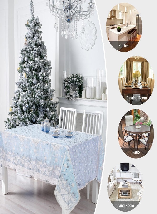 Bonison Christmas Tablecloth 60 x 120 in, Silver Snowflake Sheer Organza Tablecloth, Waterproof Wrinkle Free Holiday Table Cover for Winter Wonderland & Christmas Dinner, Party Decorations - Image 4
