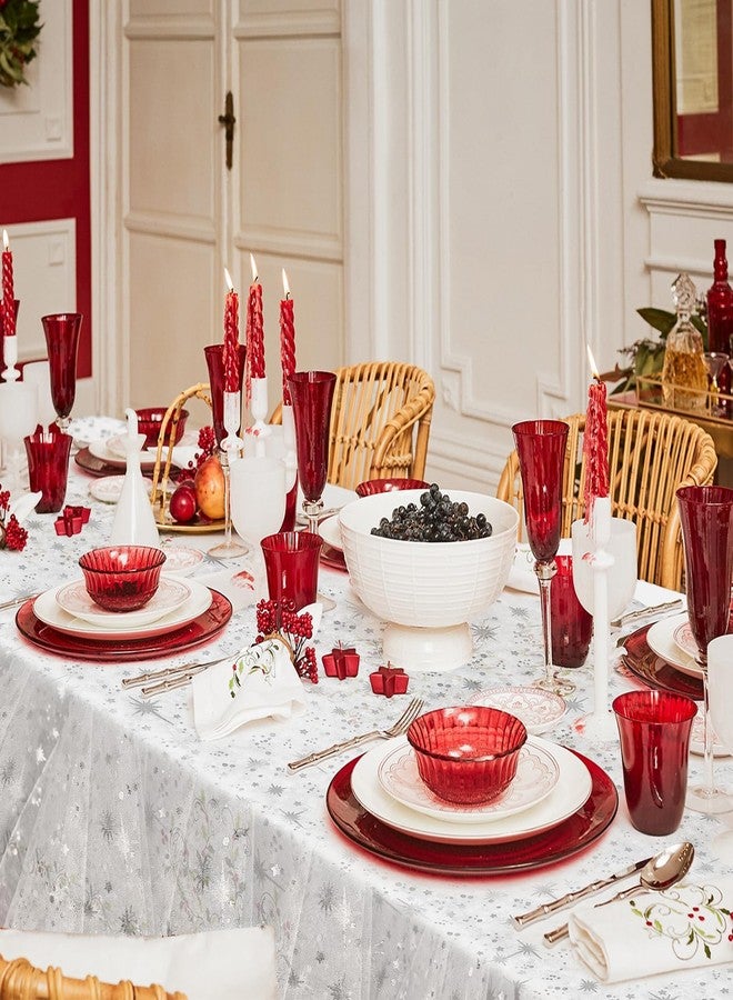 Bonison Christmas Tablecloth 60 x 120 in, Silver Snowflake Sheer Organza Tablecloth, Waterproof Wrinkle Free Holiday Table Cover for Winter Wonderland & Christmas Dinner, Party Decorations - Image 5