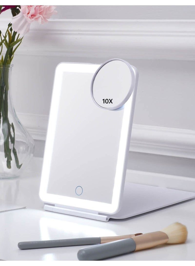 SOLARAE 5x7 Inch LED Foldable Travel Makeup Mirror - Compact and Portable Design for On-the-Go Beauty, Perfect for Makeup Application and Touch-Ups Anywhere! - Image 1