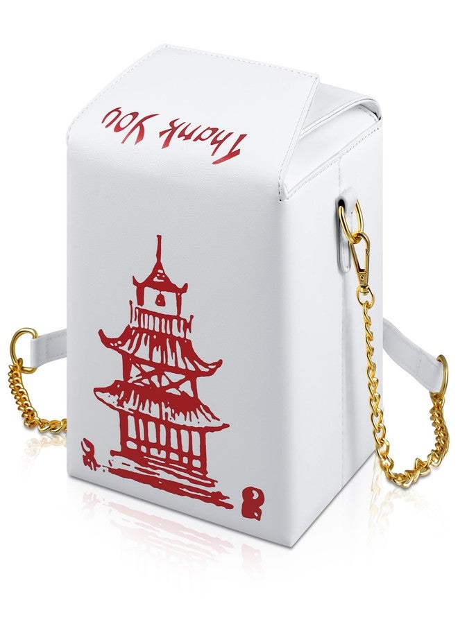 Abbylike Chinese Takeout Box Tote Purse for Women Tower Print Crossbody Shoulder Bag with 2 Straps Christmas Bag Gifts (White) - Image 1