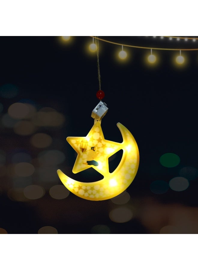 عنوان المنتج: زينة رمضان معلقة قطعة واحدة بإضاءة LED - هلال ونجمة مضيئة مع مشهد صلاة لديكور عيد مبارك، تعليقة حائط إسلامية تعمل بالبطارية، إضاءة ليلية احتفالية لرمضان كريم (1 قطعة) - Image 4