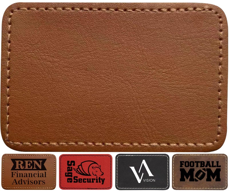 Twig Leather Hat Patches for Laser Engraving with Heat Press Adhesive Backing Iron-on Laserable Engraver Leatherette Patches,Engravable Faux Leather Material/Accessories(Rectangle/Brown/3 inÃ—2 In/30 Pcs) - Image 1