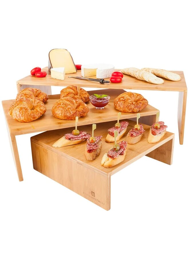 BEST PRICE ARTS 3 Tier Bamboo Display Stand Serving Food B 