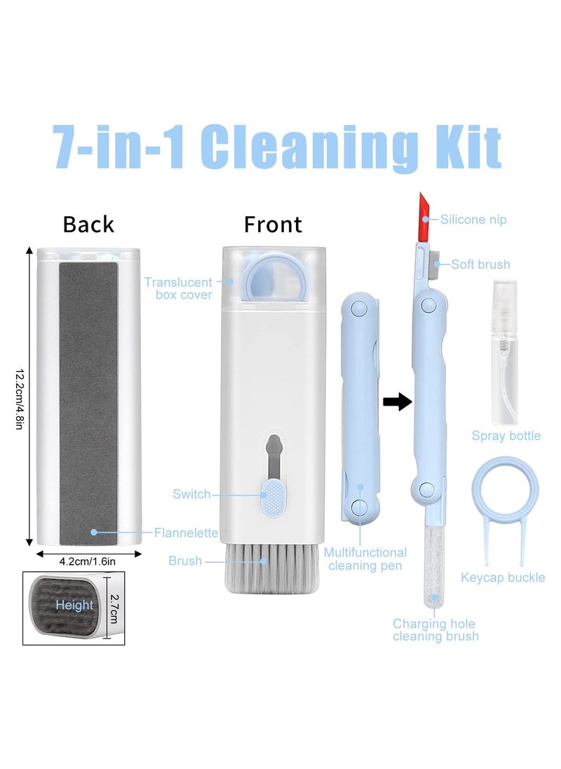 Laptop Cleaner, 7 in 1 Keyboard Cleaner Set, Computer MacBook Earphone Cleaning Kit, Tablet and Screen Dust Brush Including Soft Sweep, Swipe, 3 in 1 Airpod Cleaner Pen, Key Puller and Spray Bottle
