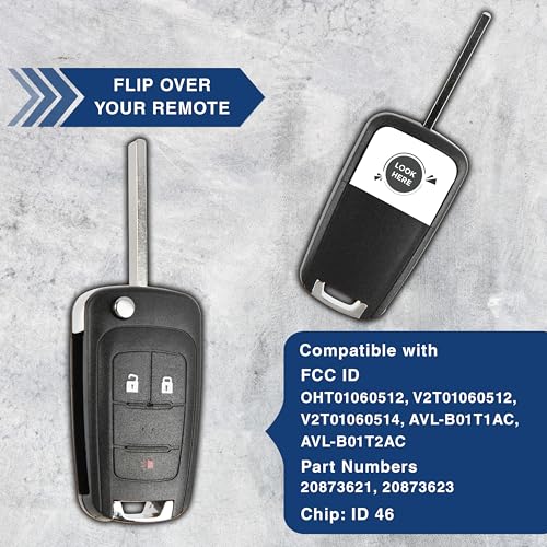 KeylessOption 2X KeylessOption Key Fob Replacement for 2010 2011 2012 2013 2014 2015 2016 2017 2018 2019 Chevrolet Chevy GMC Buick Remote, 3-Button OHT01060512, Self Programming - Image 4