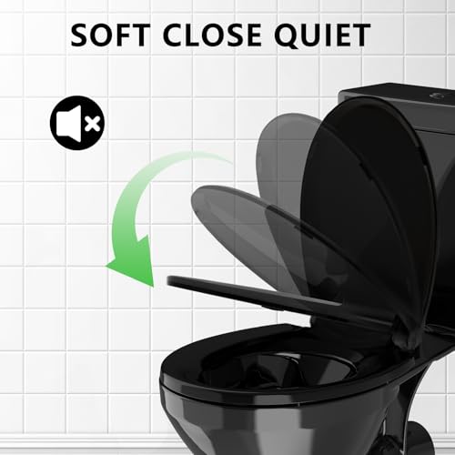 Aünsffer Toilet Seat Black, Toilet Seat Round 16.5 inch Soft Close Quiet, No Slam, Premium PP Material Easy Clean, B2B Available, Black - Image 4