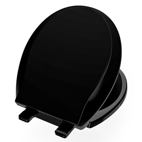 Aünsffer Toilet Seat Black, Toilet Seat Round 16.5 inch Soft Close Quiet, No Slam, Premium PP Material Easy Clean, B2B Available, Black - Image 1