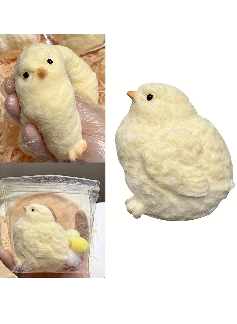 Handmade Ultra-Soft Chick Squeeze Toy - Squishy Rubber Chicken Stress Relief, Perfect for Desk Decoration & Relaxation, Ideal for Students, Office Workers, and Home Decor - Image 3
