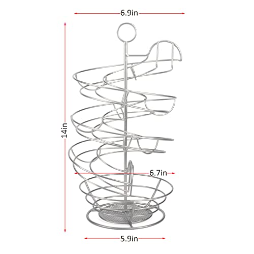 QUTREY Silver Metal Egg Holder Countertop, Spiral Design Egg Skelter Dispenser Rack with Egg Storage Basket for Kitchen - Image 2