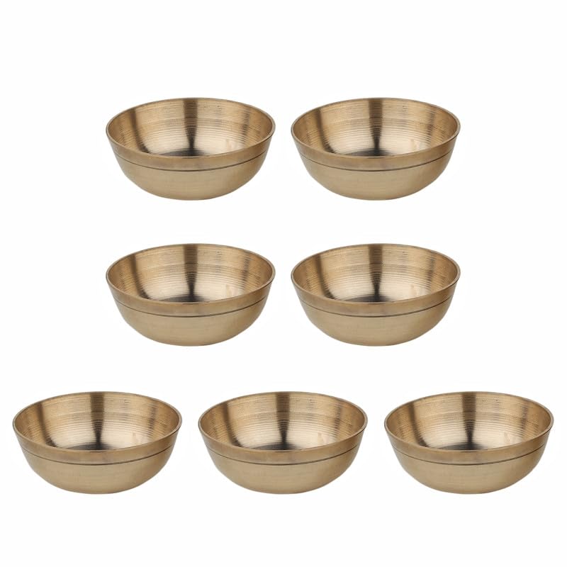 TORPPEZA Indian Pure Brass Bowl/katori for Pooja/Brass Golden katori for Store haldi, kumkum, akshat, Prashad, for puja/Bowl for Decorate puja thali aarti thali (Size - 6CM) Pack of 1 - Image 1